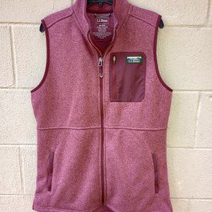 LL Bean sweater fleece long vest, faded eggplant